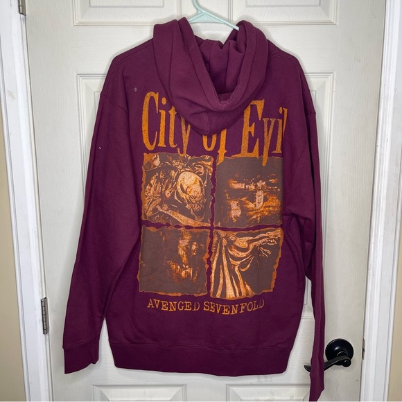 A7X City of Evil Maroon Heavyweight Hooded Pullover (COE 20th Anniversary) Sz L - Picture 5 of 5